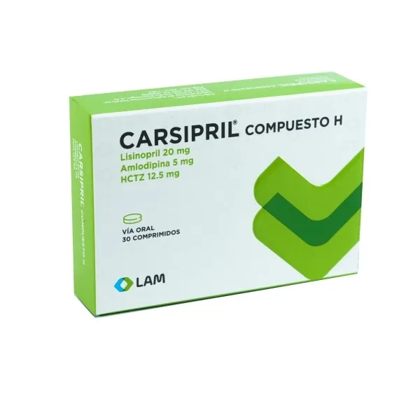 Carsipril Compuesto H 20/5/12.5 mg 30 Coprimidos