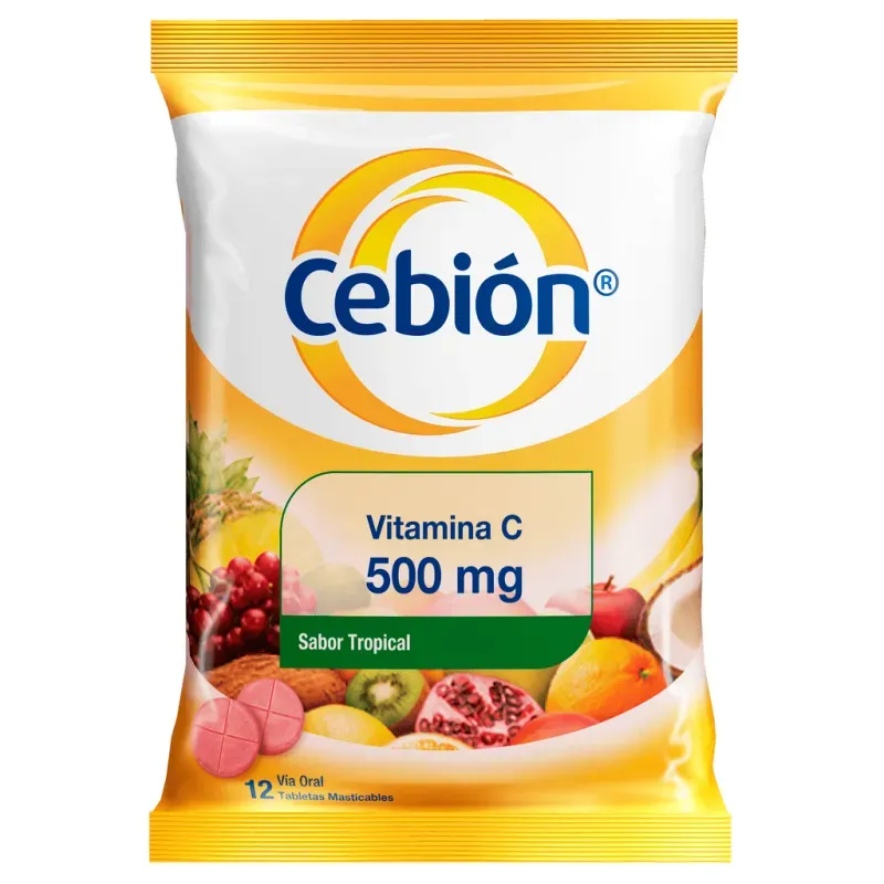 Cebion Tropical Masticable, 12 Sobre de 12