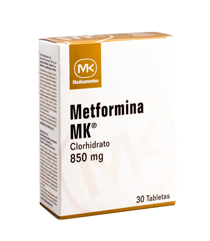 Metformina MK 850 mg 30 Tabletas
