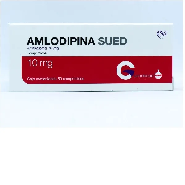 Amlodipina SUED 10mg 50 Tabletas C/B Cada Blister