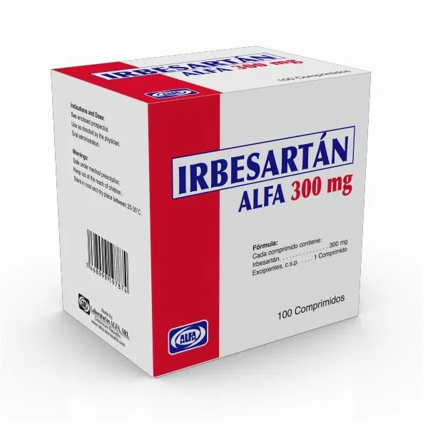 Irbesartan 300mg / 100 Tabletas -Alfa